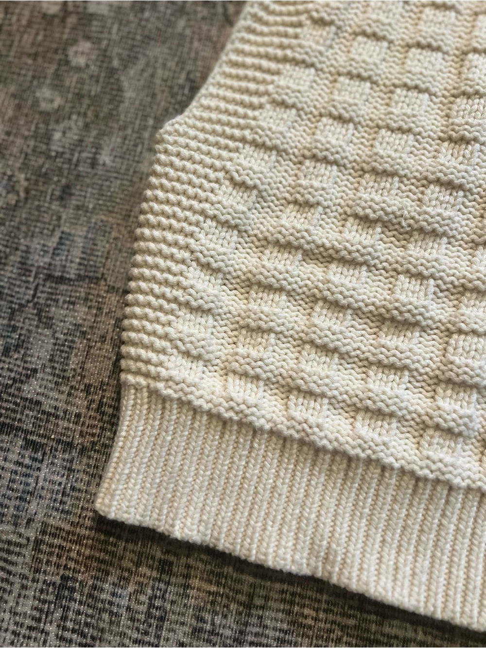 Madewell Cream Basket-Weave Knit Sweater Vest — Size L - Picture 5 of 10